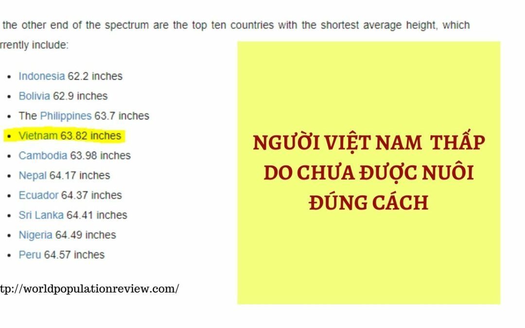 Người Việt thấp do được nuôi không đúng cách