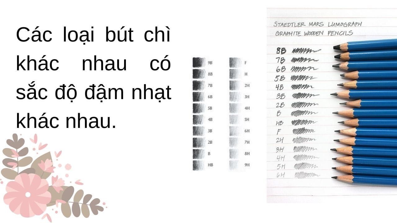 Các loại bút chì khác nhau có sắc độ khác nhau