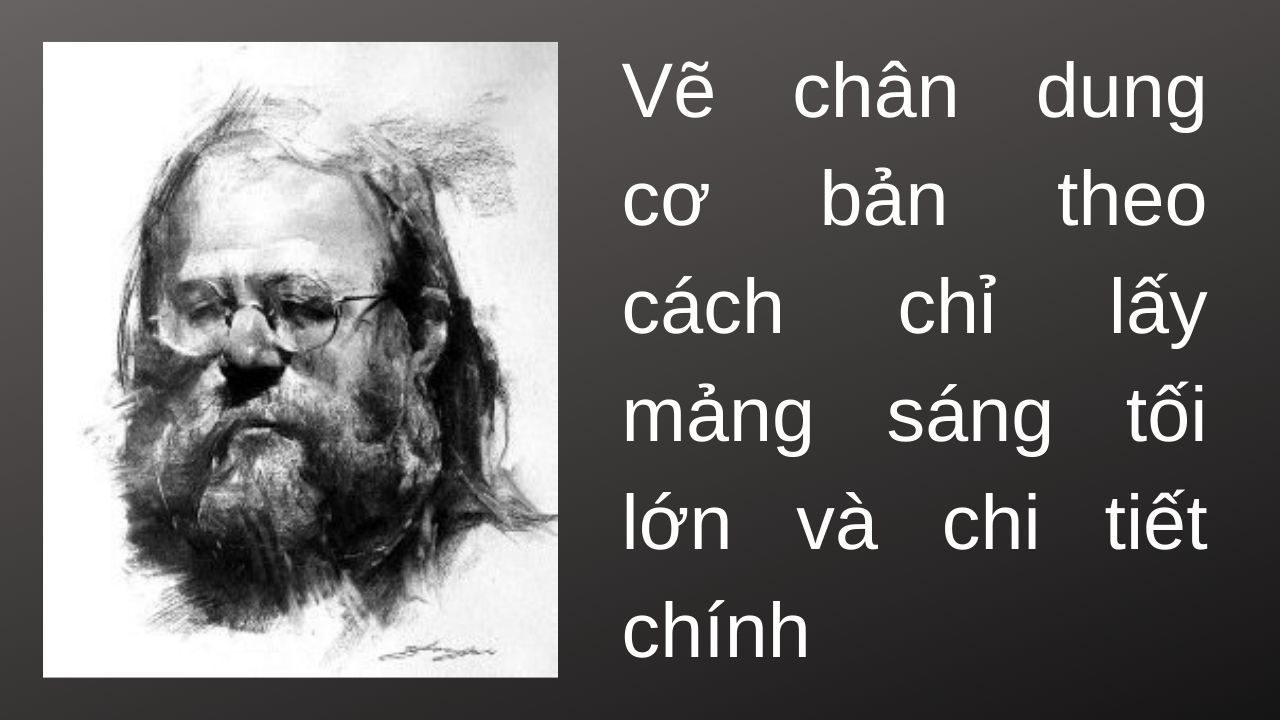 Vẽ chân dung cơ bản theo cách chỉ lấy mảng sáng tối lớn và chi tiết chính